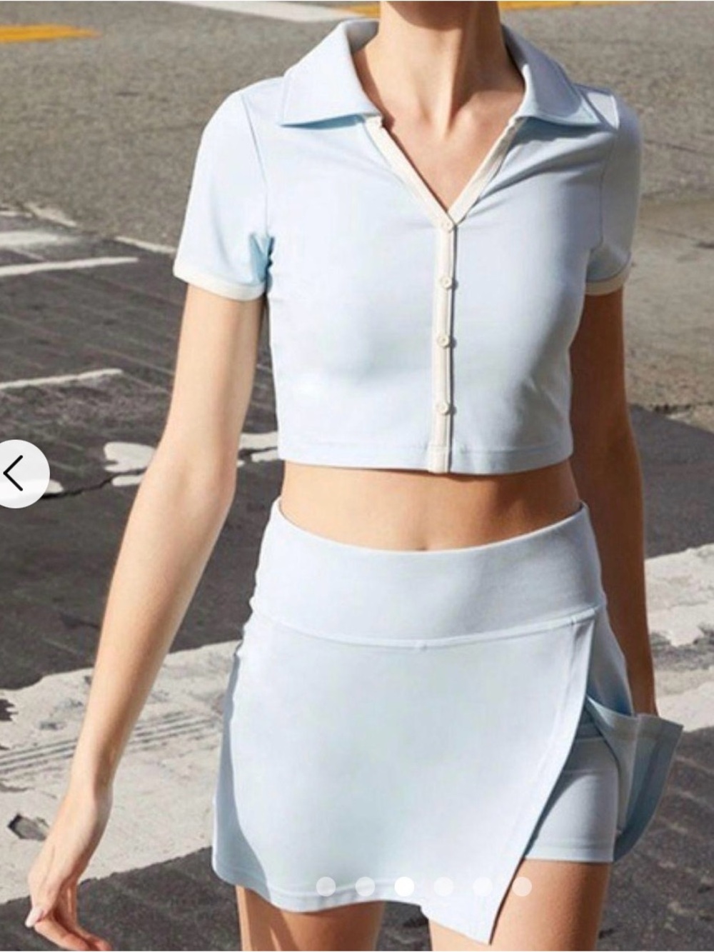 NWT PacSun Light Blue Cropped Polo with Cream Trim